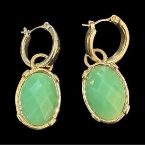Hoop Earrings Optional Dangle Piece Gold Tone Blue Green